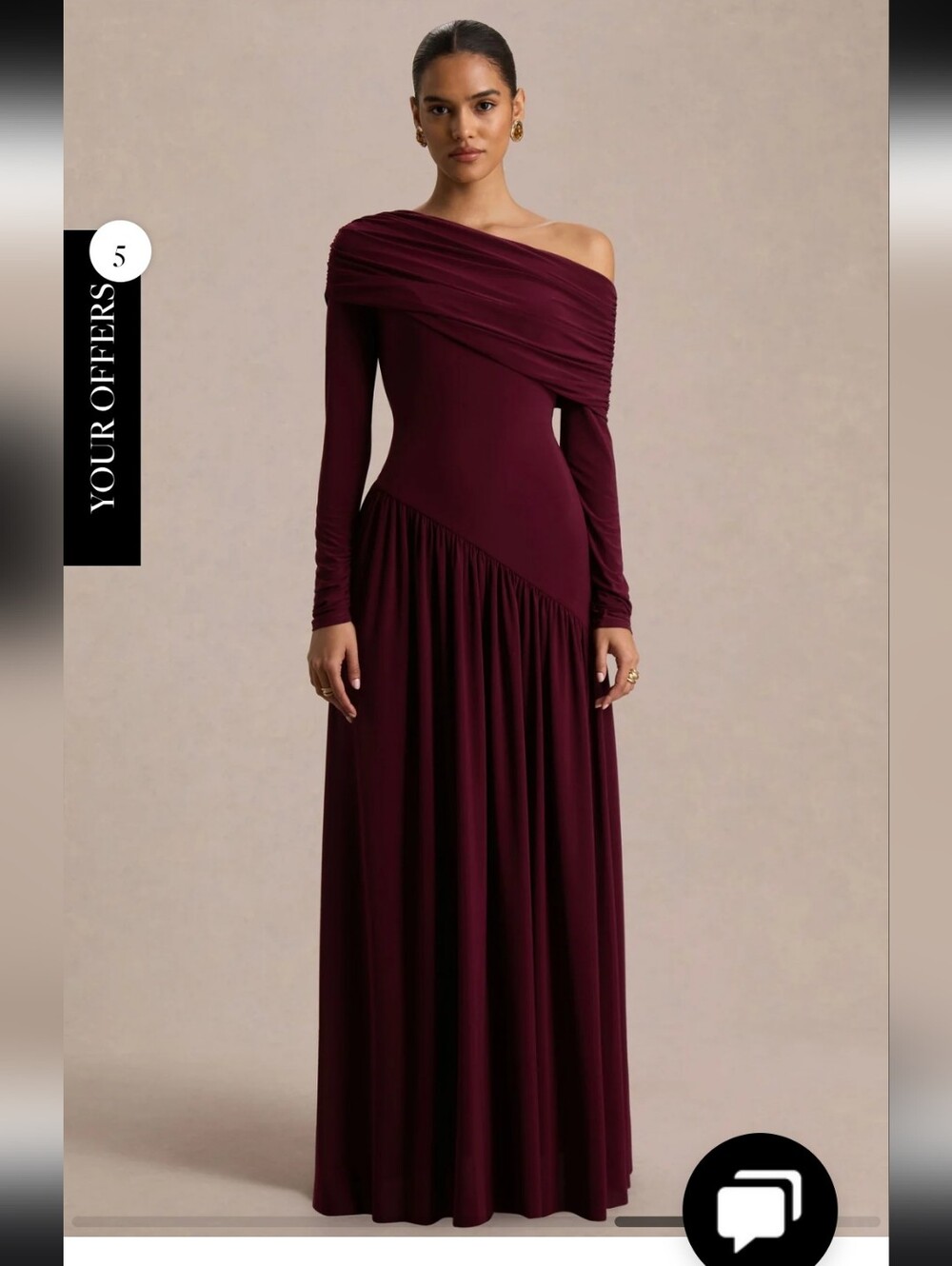 CLUB LONDON Farah Burgundy Draped Maxi Dress